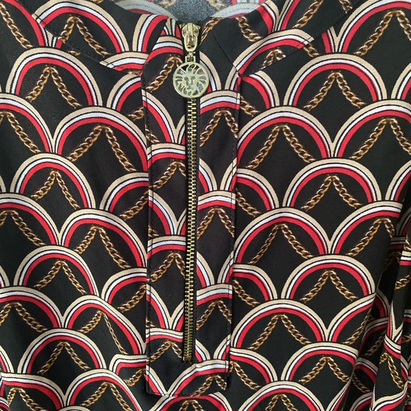 Anne klein sleeveless half zip down women’s blouse size small brown & red - Picture 4 of 8